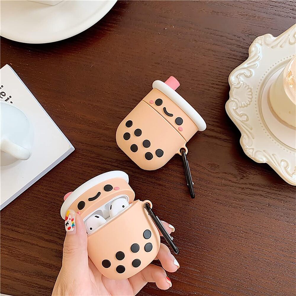 Airpods 1/2, Cute Boba Milk Tea Cartoon Character Upgrade 3D Silicone Case
